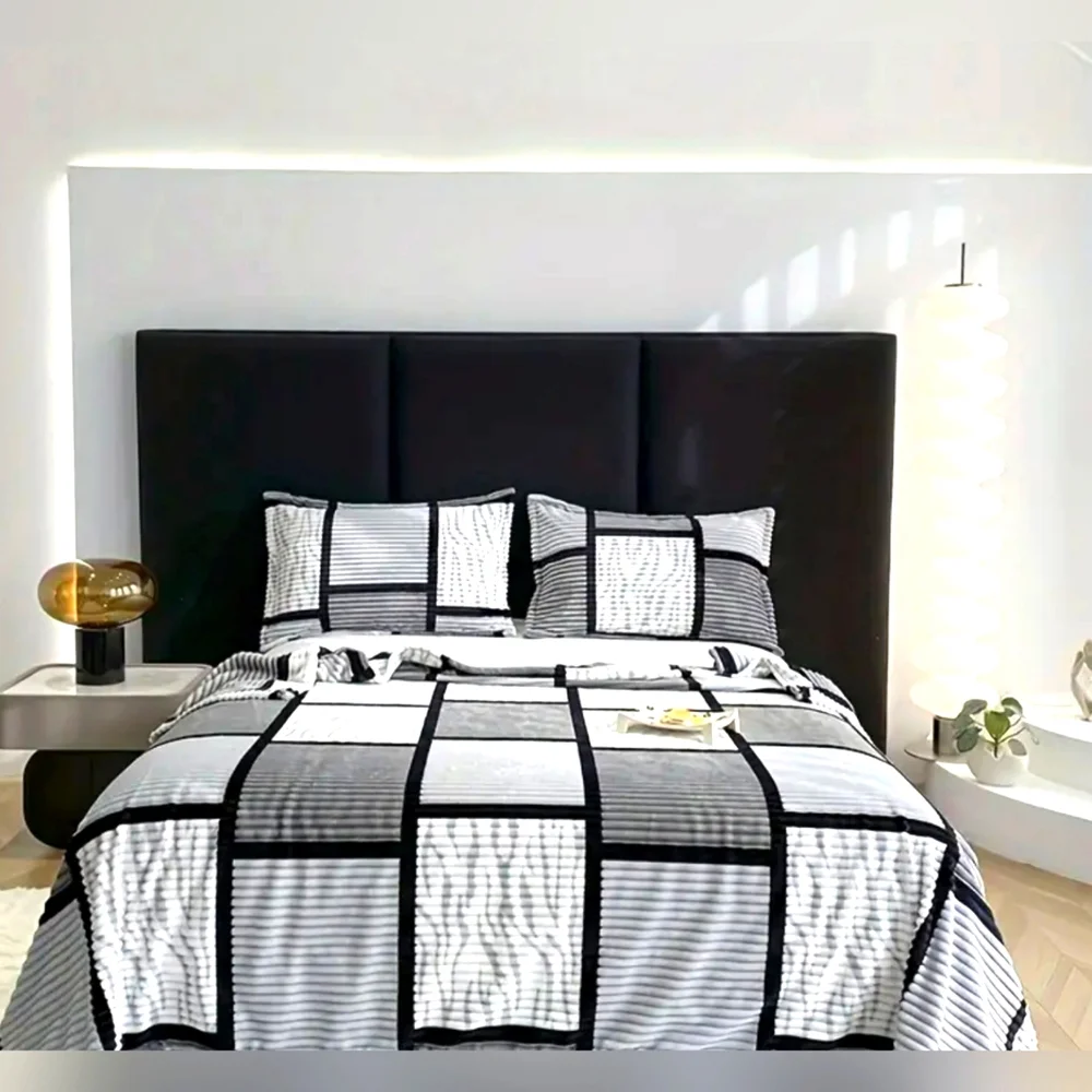 1pc Checkered Twin Plush Throw Blanket Bedding NWT